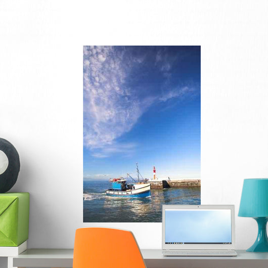 Fishing Boat Entering Harbor Wall Decal