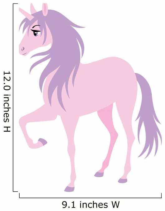 Cute Pink Unicorn with a Purple Hair. Wall Decal