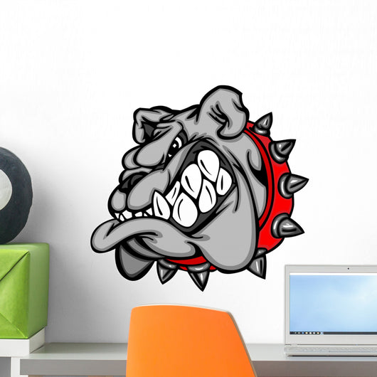 Bulldog Mascot Cartoon Face Illustration Wall Decal