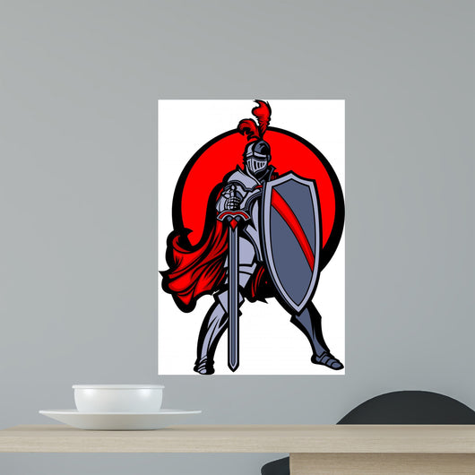 Knight Mascot with Sword and Shield Wall Decal