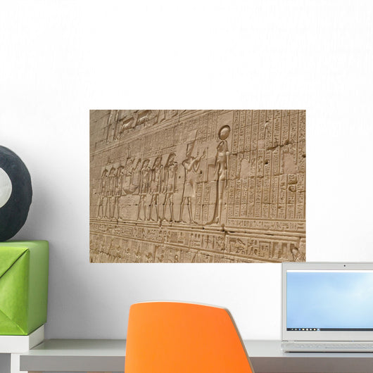 Hieroglyphic Carvings in an Egyptian Temple Wall Wall Mural