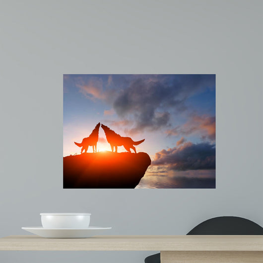 Two Wolves Wall Mural