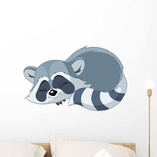Funny sleeping cartoon raccoon Wall Decal
