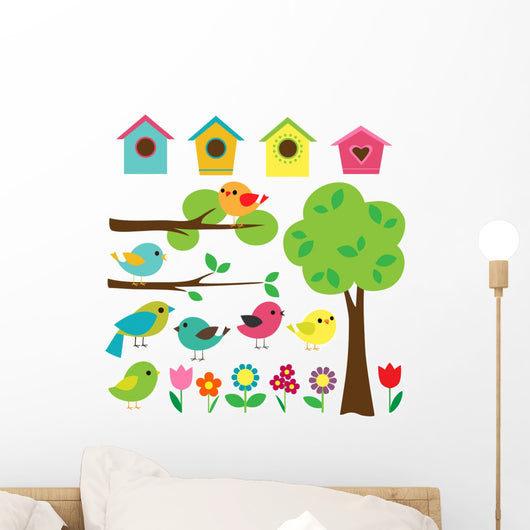 Trees Flowers Birds Wall Decal