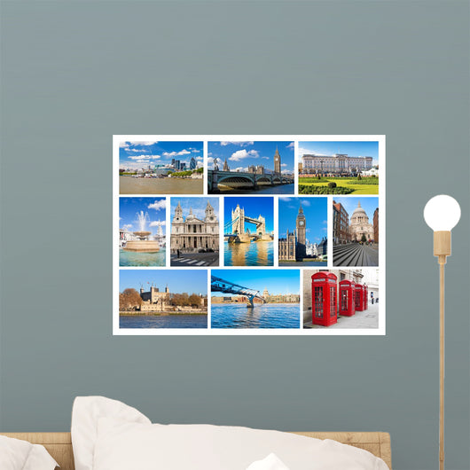 Collage of London landmarks Wall Mural