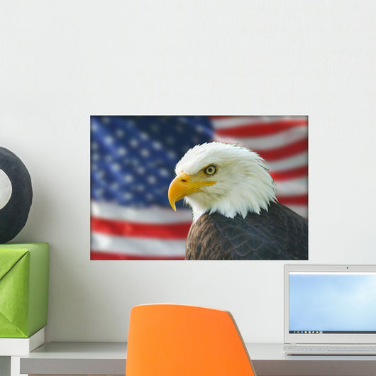 Americana Murals - Bald Eagle Flag American Eagle with Flag Wall Mural
