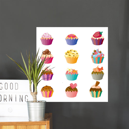 girly cartoon cupcakes Wall Decal