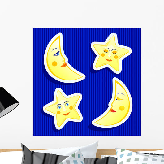 Star and moon stickers Wall Decal