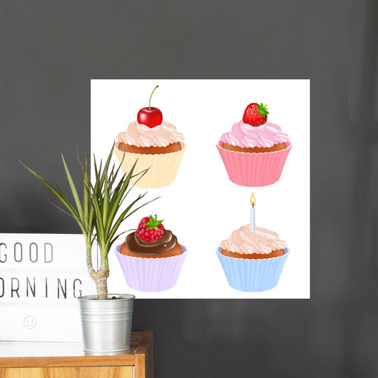 Cupcake Set Wall Decal Sticker Set