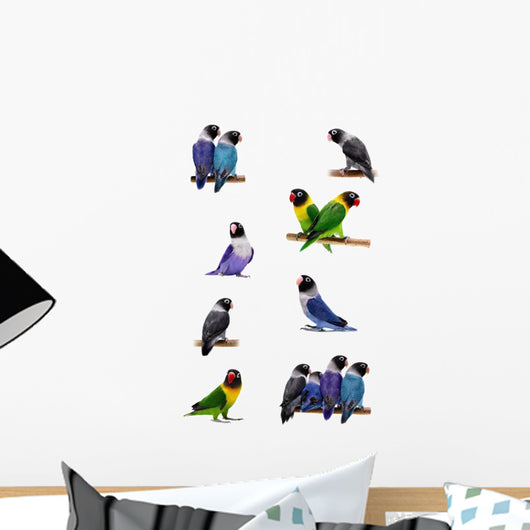 Set Lovebirds White Agapornis Wall Stickers Wall Decal