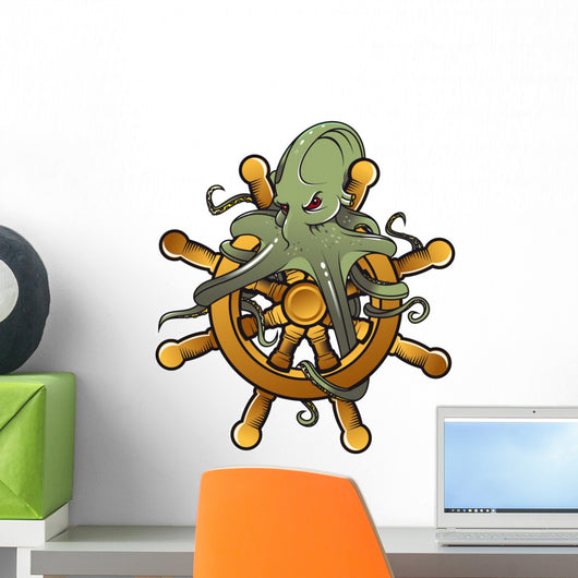 Octopus on Steering Wheel Wall Decal