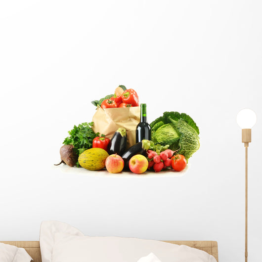 Raw Vegetables and Shopping Wall Decal