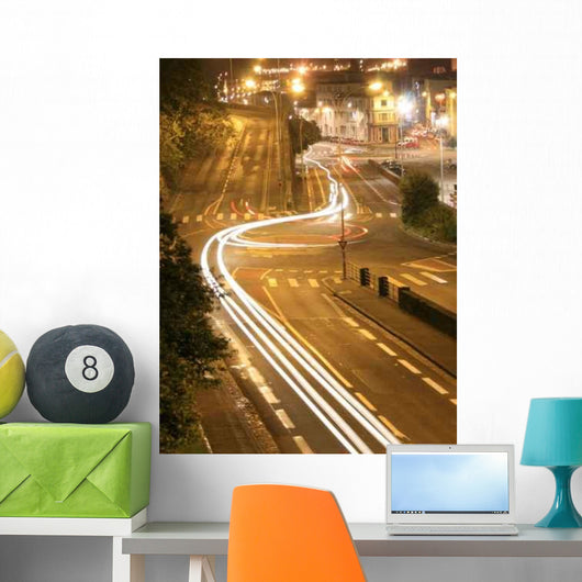 Ville Nuit (City Night) Timelapse Road Wall Decal