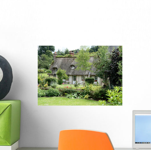 Timber Framed Thatched Normandy House and Cottage Garden Wall Mural