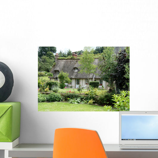 Timber Framed Thatched Normandy House and Cottage Garden Wall Mural
