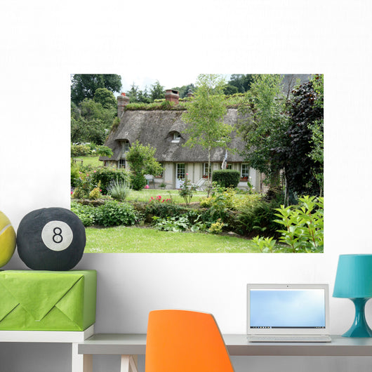 Timber Framed Thatched Normandy House and Cottage Garden Wall Mural