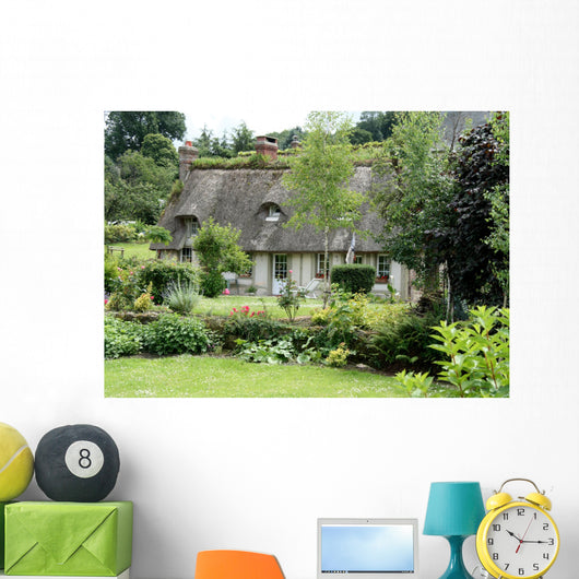 Timber Framed Thatched Normandy House and Cottage Garden Wall Mural