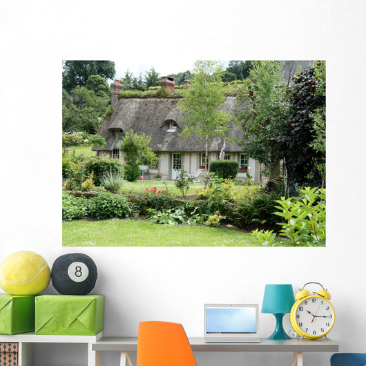 Timber Framed Thatched Normandy House and Cottage Garden Wall Mural