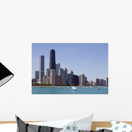 The Chicago skyline seen from Lake Michigan.. Wall Mural