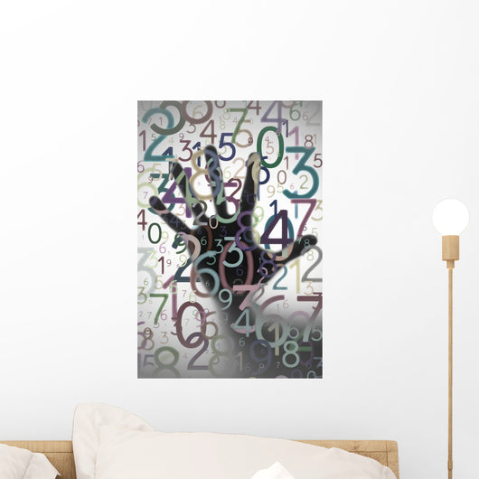 Hand behind colorful numbers Wall Mural