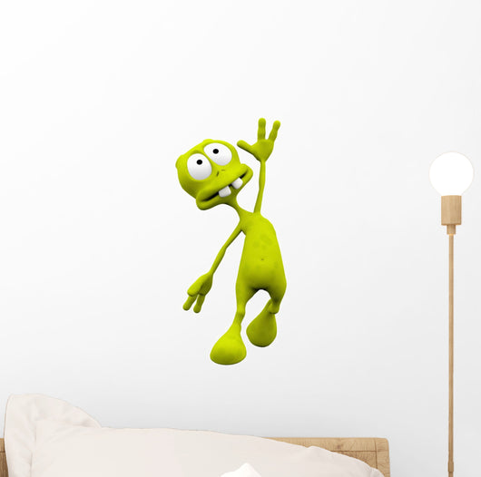 alien cartoon in a moment of happyness Wall Decal