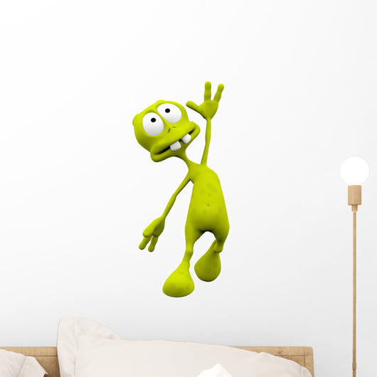 alien cartoon in a moment of happyness Wall Decal