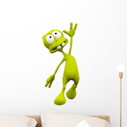alien cartoon in a moment of happyness Wall Decal