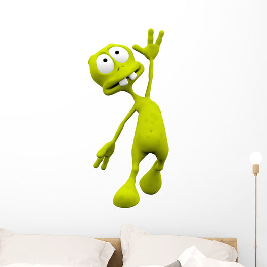alien cartoon in a moment of happyness Wall Decal