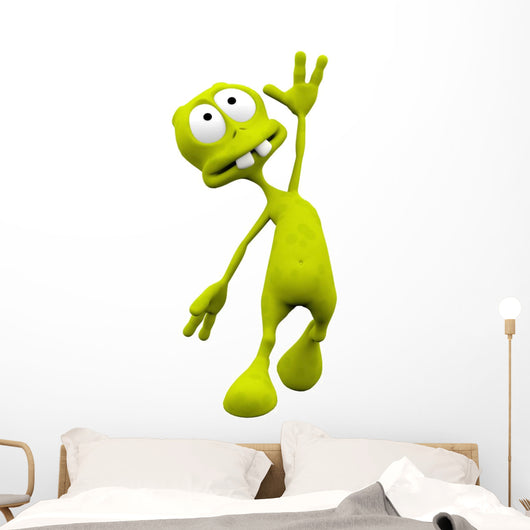 alien cartoon in a moment of happyness Wall Decal