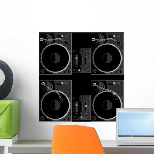 2 Turntables and a Mixer Wall Mural