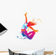 The dancing girl with colorful spots and splashes on white Wall Decal
