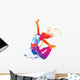 The dancing girl with colorful spots and splashes on white Wall Decal