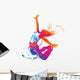 The dancing girl with colorful spots and splashes on white Wall Decal