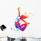The dancing girl with colorful spots and splashes on white Wall Decal
