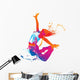 The dancing girl with colorful spots and splashes on white Wall Decal