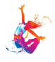 The dancing girl with colorful spots and splashes on white Wall Decal