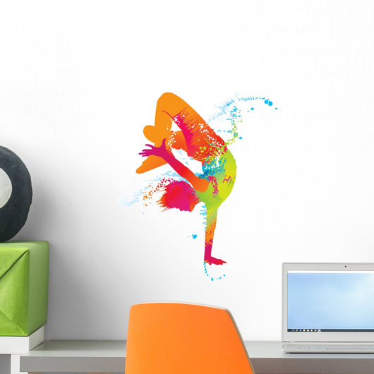 The dancing boy with colorful spots and splashes. Vector Wall Decal