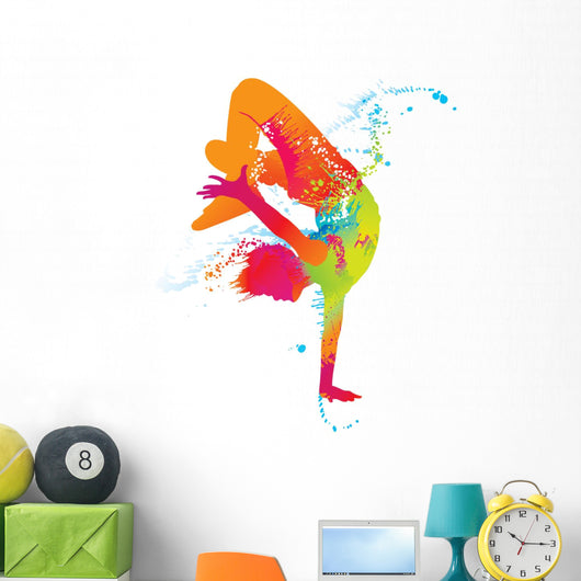 The dancing boy with colorful spots and splashes. Vector Wall Decal
