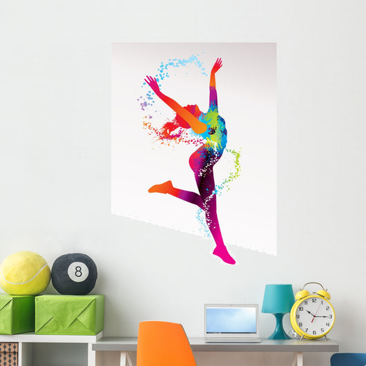 The Dancing Girl With Colorful Spots Wall Decal