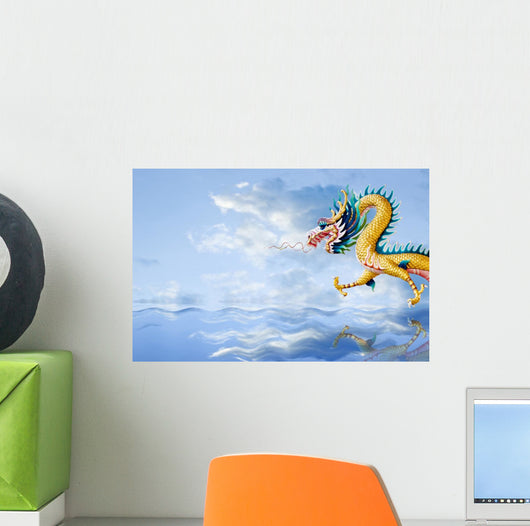 Golden Dragon Flying over