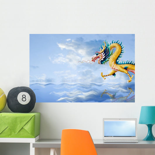 Golden Dragon Flying over
