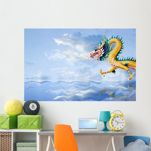Golden Dragon Flying over