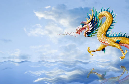 Golden Dragon Flying over