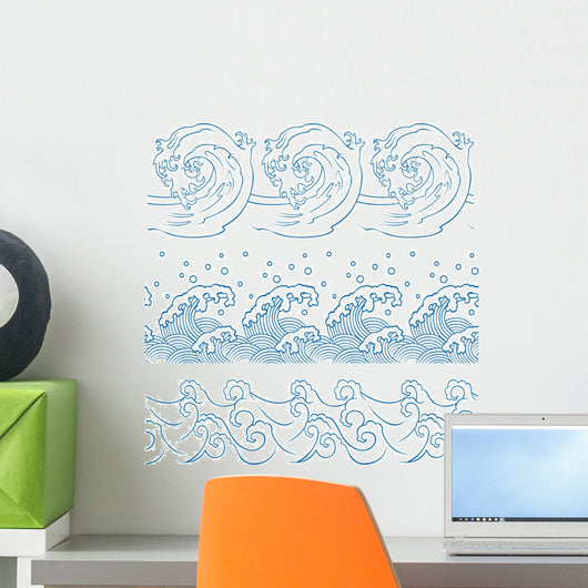 Repeated Ocean Wave Pattern Wall Decal