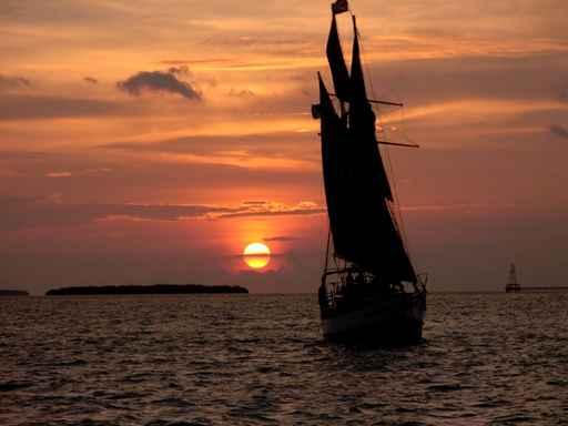 Orange Sunset with Sailboat Wall Decal