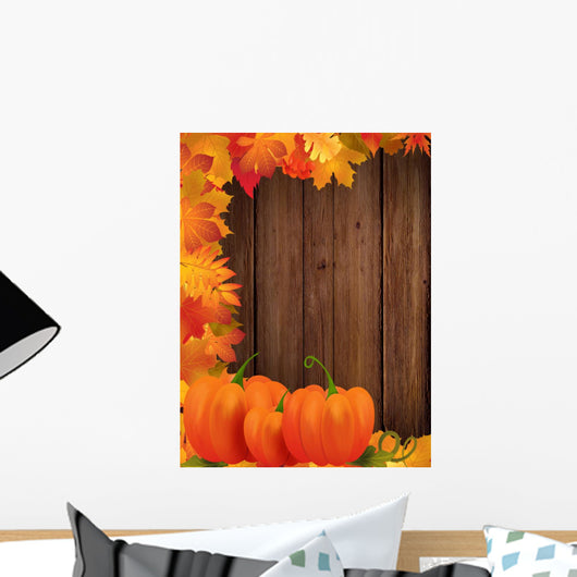 Autumn with Wood Texture Wall Decal