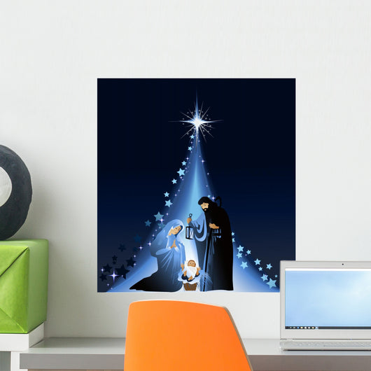 Christmas Nativity Scene with Wall Decal