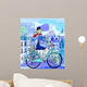 Watercolor Parisian Woman on Bike (Mini) Wall Decal