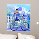 Watercolor Parisian Woman on Bike (Mini) Wall Decal