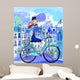 Watercolor Parisian Woman on Bike (Mini) Wall Decal